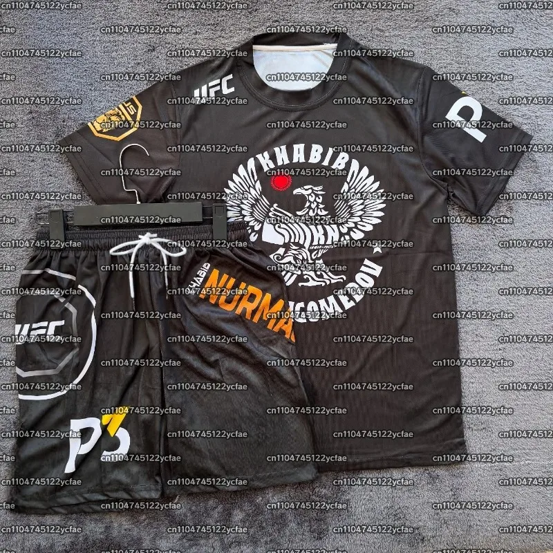 

Khabib Nurmagomedov UFC 229 Top Fighters Combat Fighting Tee Shorts Men Speed Drying Running Wrestling Jujutsu Training Set﻿﻿