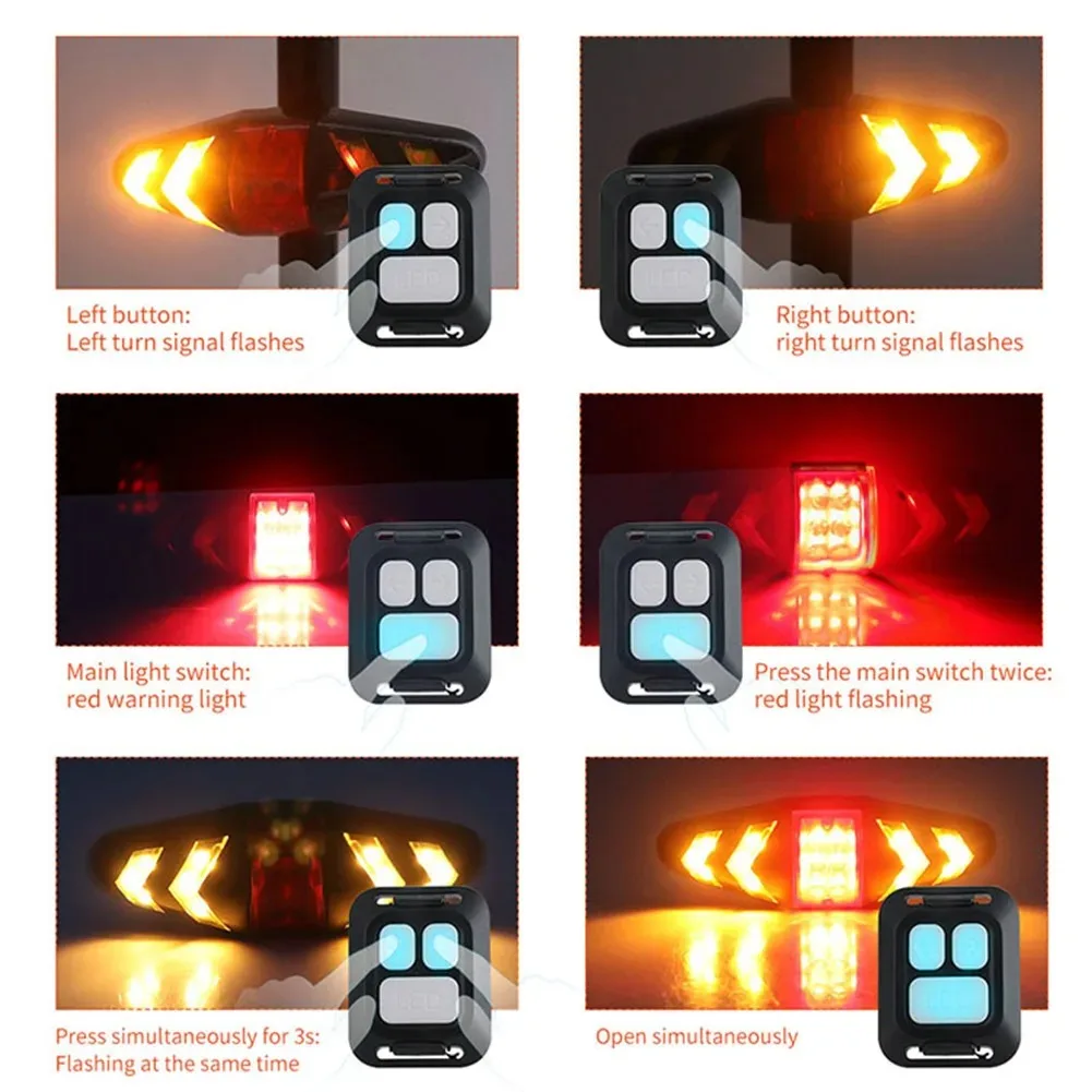 Bicycle Turn Signal Taillight USB Wireless Remote Control Mountain Bike Tail Light Intelligent Tail Light Bicycle Accessories