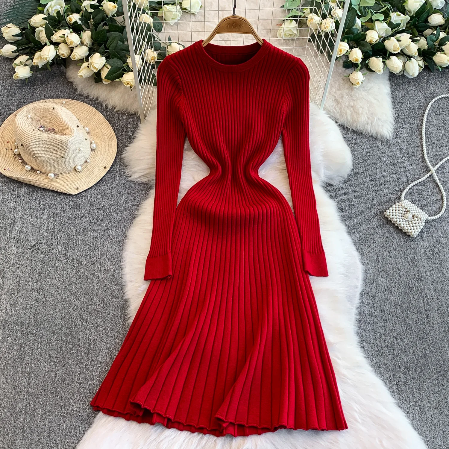 

Сексуальные шикарные трикотажные платья с длинными рукавами, вечерняя клубная мода, осеннее платье трапециевидной формы, женская одежда