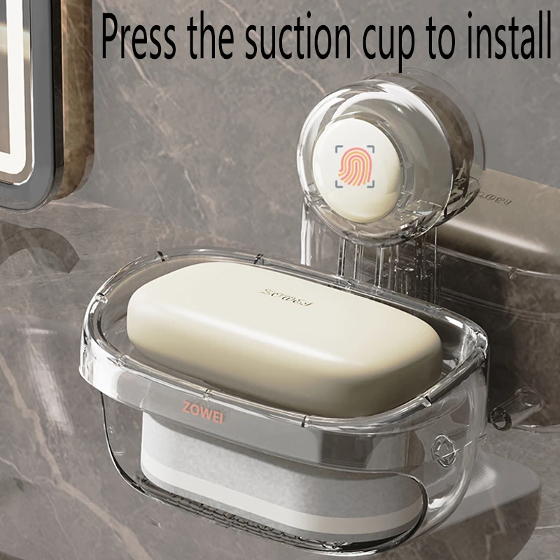 Suction Cup Soap Holder Removable Bathroom Soap Dish With Drain Water Wall Mounted Movable Soap Box Bathroom Accessories