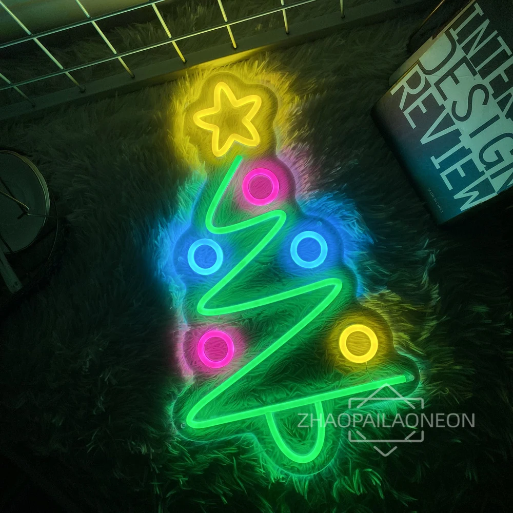 Christmas Trees Neon Sign Lighting Christmas Decor Home Room Decor Bedroom Shop Xmas Decor Happy New Year Neon Lights LED Signs