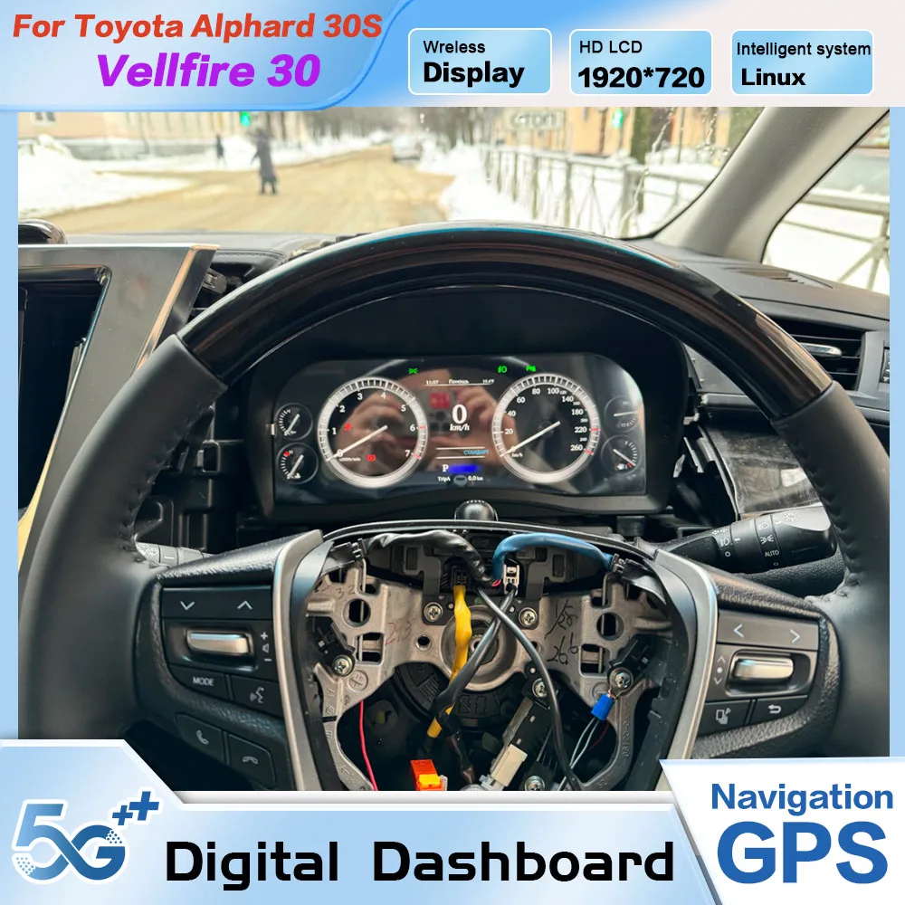 

Digital Dashboard Panel Virtual Instrument Cluster CockPit LCD Speedometer For Toyota Alphard 30S Vellfire30 Android 9.0 Screen