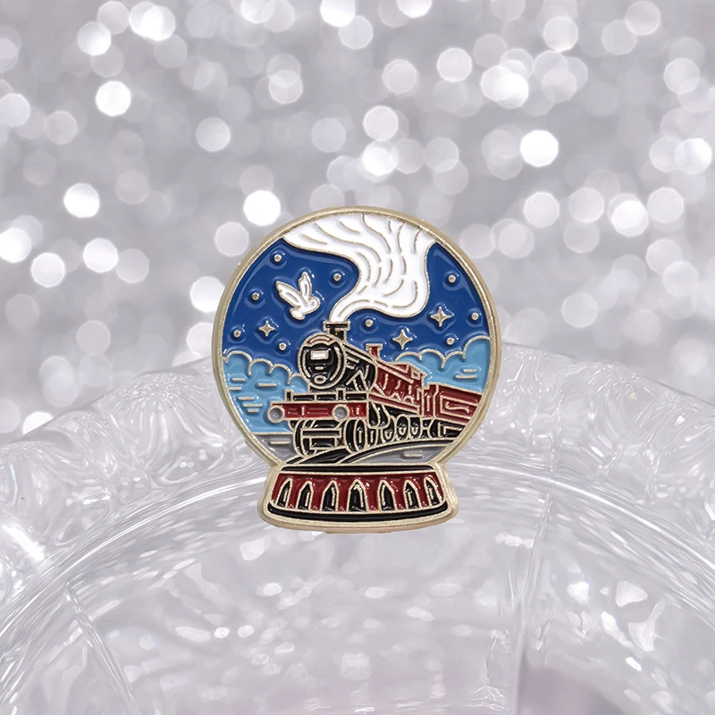 Cartoon Magic Crystal Ball Enamel Pins Dream Castle Train Wizard Hat Metal Brooches Lapel Badge Jewelry Gifts For Kids Friends