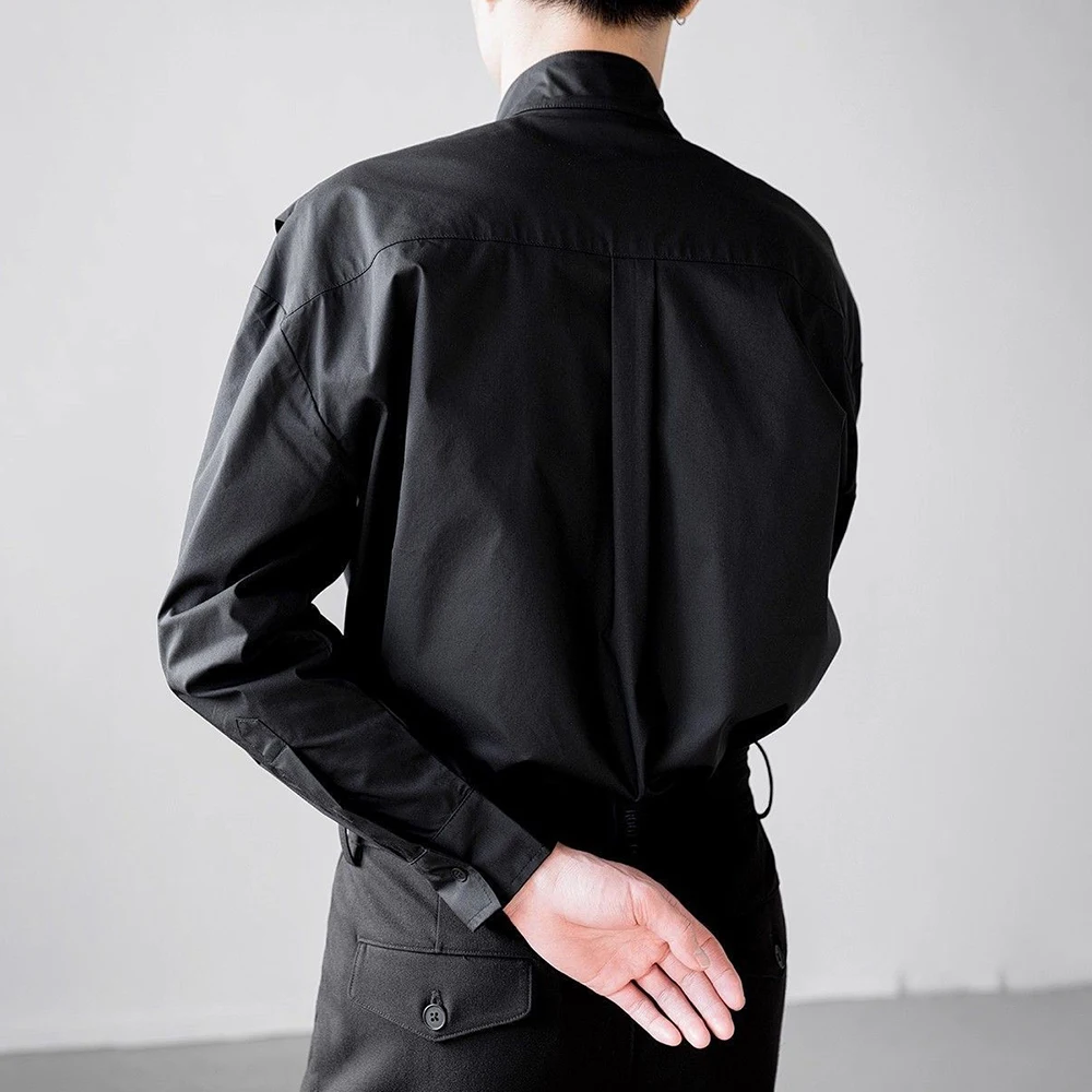 Mens Spring Patchwork Plain Casual Blouse Commuting Simple Daily Versatile Mature Niche Long Sleeved Top Men'S Clothing 2026 New