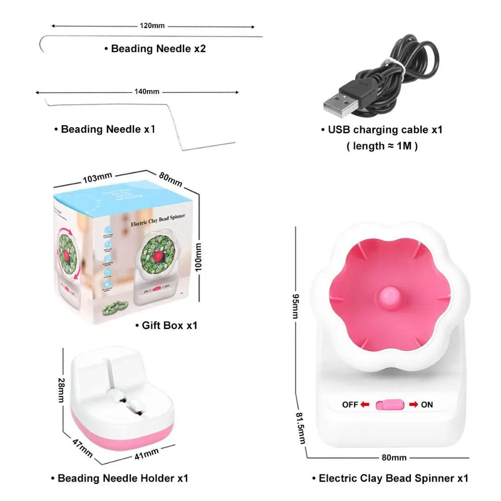 Spinner de cuentas eléctrico automático, recargable con pulsera de aguja, Kit de fabricación de cuentas, fabricante de pulseras inalámbricas rápidamente