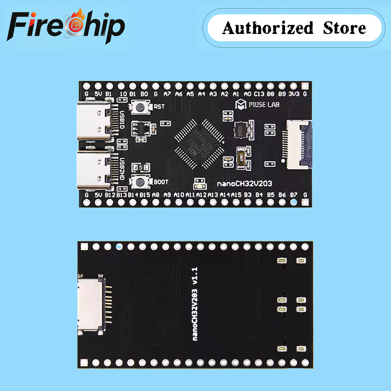Carte de développement FireChip nanoCH32V203 WCH RISC-V avec double interface USB TYPE-C, interface LCD, emplacement pour carte SD, Open Source MounRiver