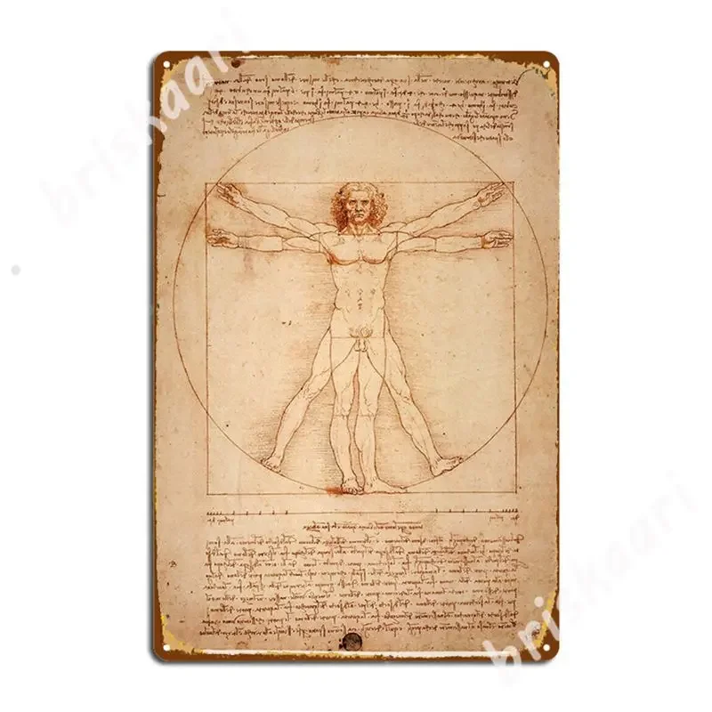 1492 Leonardo Da Vinci - Vitruvian Man Metal Signs Wall Mural Mural Funny Wall Decor Tin sign Posters