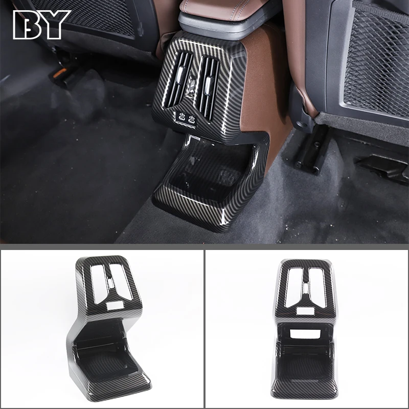 

For BMW X1 U11 2023 2024 ABS Carbon Fiber Car Rear Air Condition Vent Trim Anti Kick Protector Auto Interior Accessories