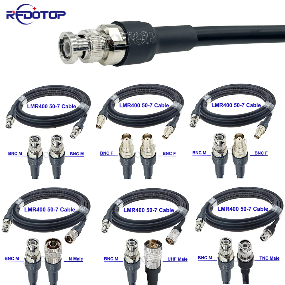 1Pcs LMR400 Cable BNC Type to N/UHF/TNC/SMA Male Connector 50-7 LMR-400 RF Coaxial Cable Extension Pigtail Jumper Cord