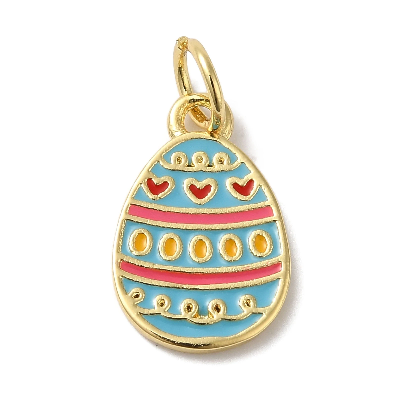 

10pcs Metal Enamel Charms with Jump Ring Long-Lasting Plated Real 18K Gold Plated Easter Egg for DIY Jewelry Necklace Bracelet