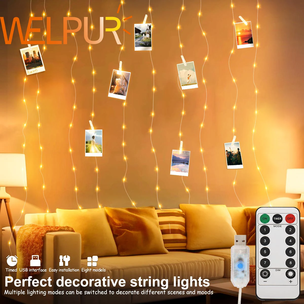 

LED Fairy String Lights 1M/2M/3M Photo Clip String Lights USB Powered Party Wedding Birthday Holiday Party Decoration Garland