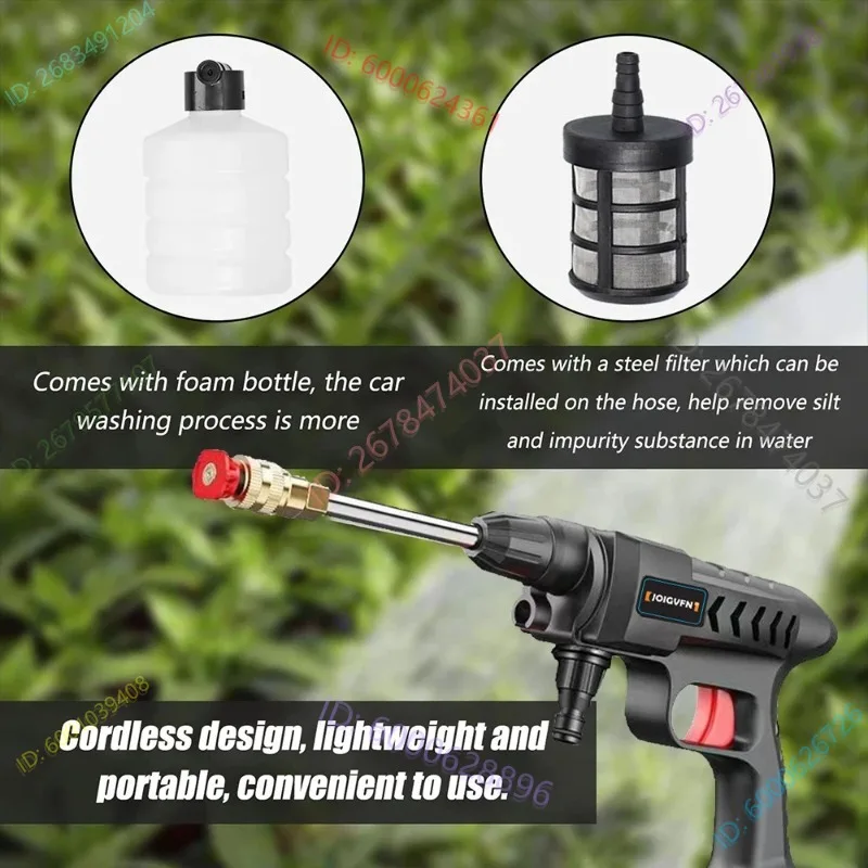 ماكينة غسيل السيارات ذات الضغط العالي من Wireles-s بقدرة 30000 مللي أمبير في الساعة ماكينة غسيل المياه G-un مع Li-ion B-at-tery ذاتية التحضير للغسيل