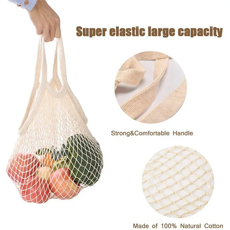 20 Colors Shopping Bags Canvas Portable Mesh Net Bag Reusable Foldable Fruit Vegetable Storage Bag Handbag Long Bolsas De Compra