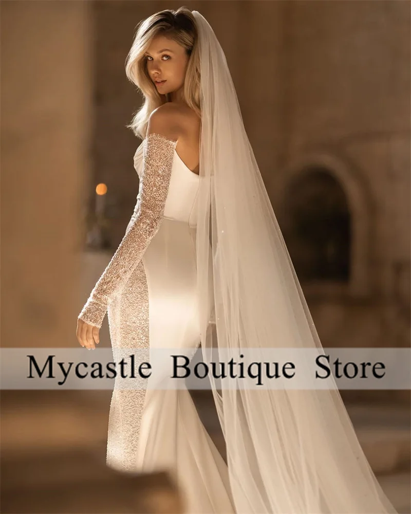 White Mermaid Wedding Dresses Women 2025 Off The Shoulder Lace Bridal Dress Elegant Wedding Evening Prom Gowns Customized