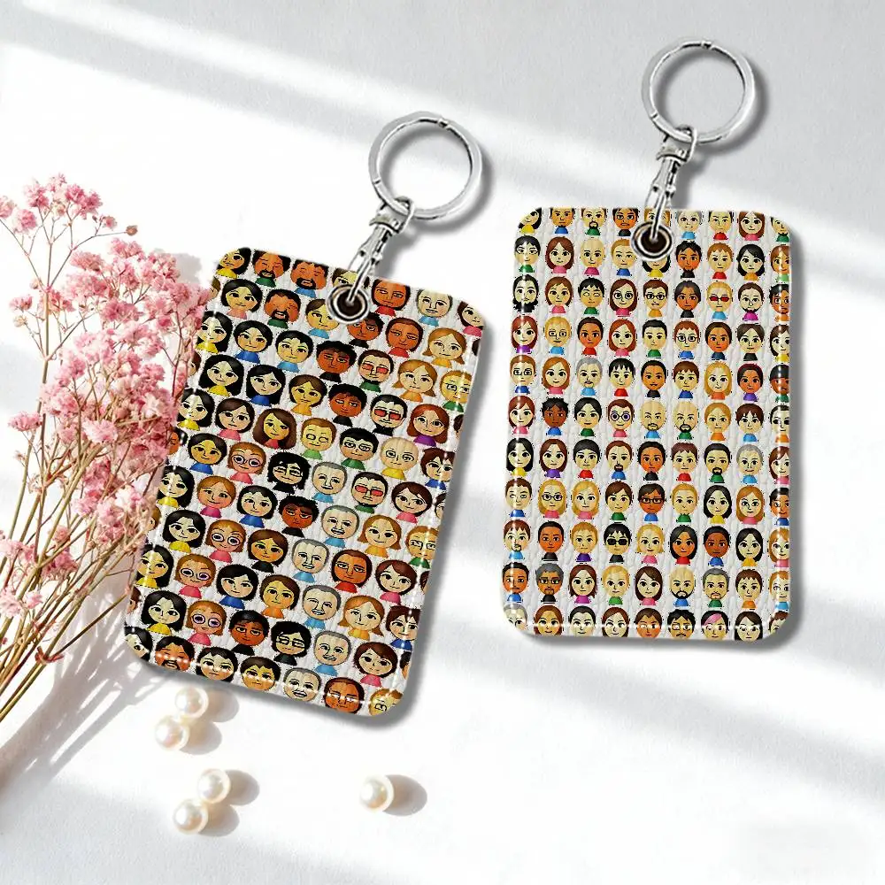 Full Screen Character Cute Cartoon Keyring Leather Access Card Holder Keychain Community Proximity Card Protective Case