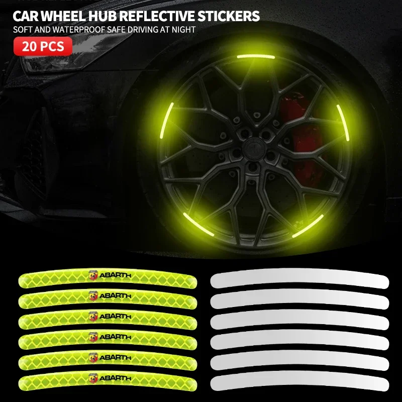 

Car Wheel Hub Reflective Sticker Tire Rim Luminous Sticker For Abarth Punto 124 125 500 Stilo Ducato Becquet Car Accessories