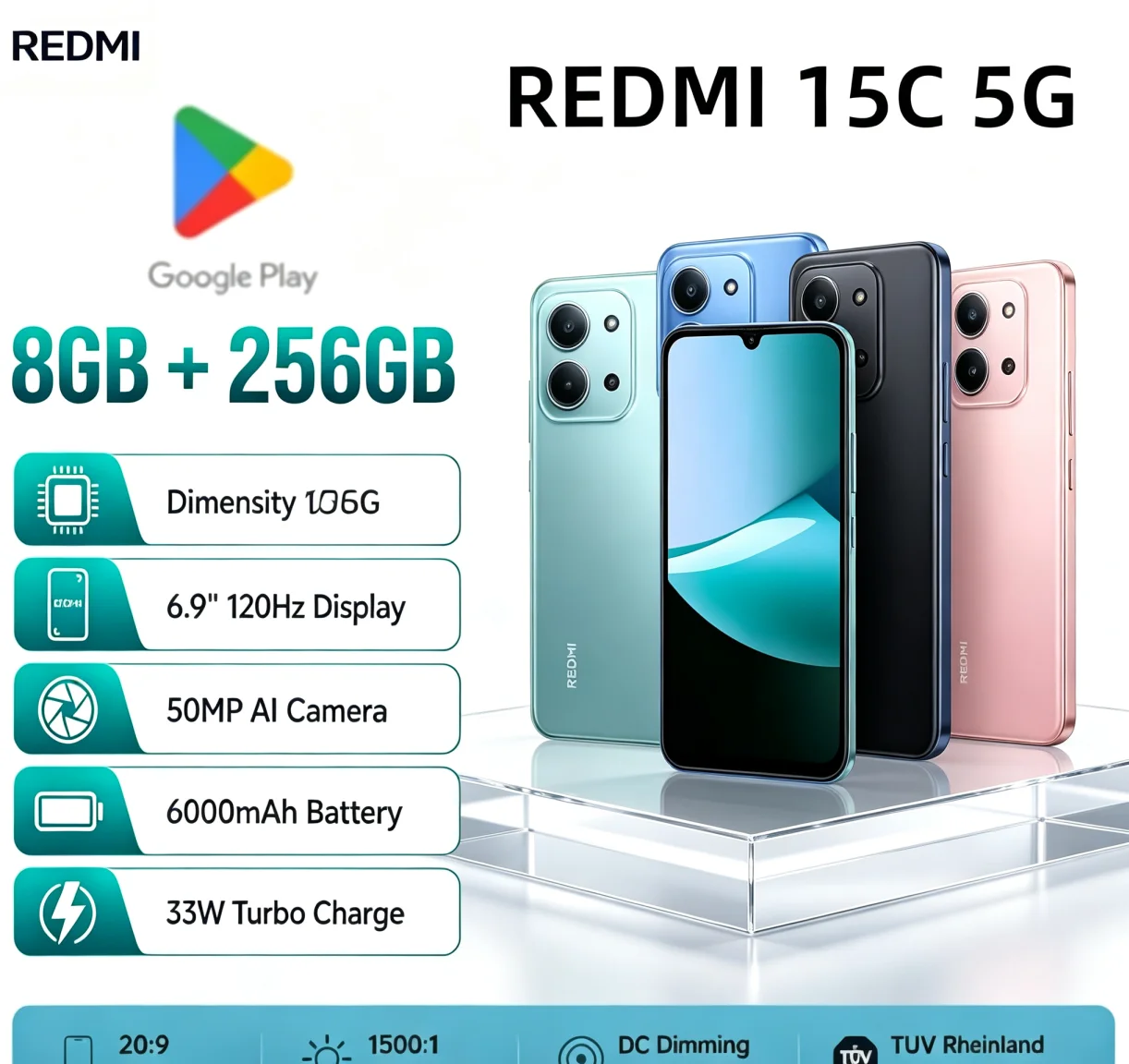 Top‑Rated 2026 Global Unlocked Redmi 15C Practical Smartphone 8+256GB Capacity Dual‑SIM Dual Standby Value‑for‑Money Android