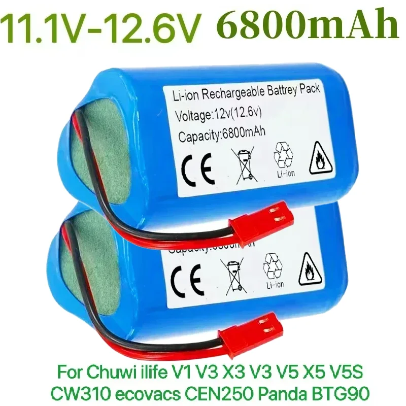 2025 New 11.1 V 6800mAh Li-Ion Battery 12 V for Chuwi Ilife V1 V3 X3 V3 V5 X5 V5S CW310 Ecovacs CEN250 Panda BTG90