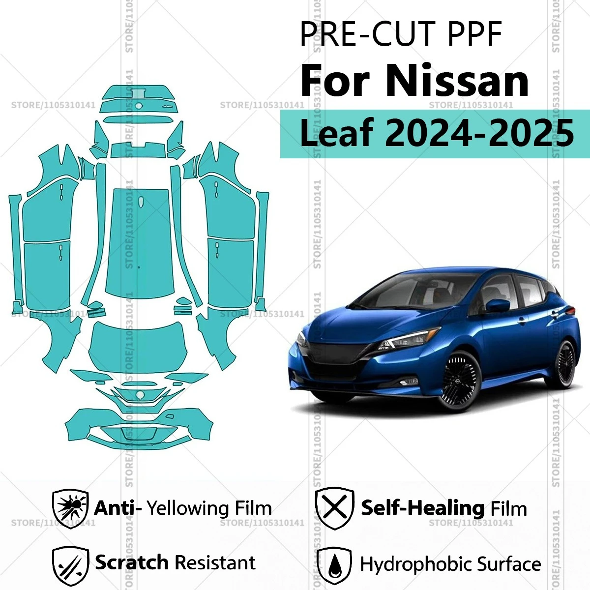 

Защитная пленка PPF для Nissan Leaf 2024-2025, предварительно вырезанная, прозрачная, для полной оклейки автомобиля