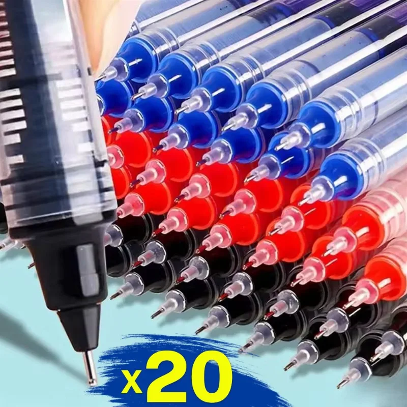 1-20Pcs/set High Quality Needle Type Gel Pens Straight Liquid Ink Ballpoint Pen Kawaii Stationery School Office Writing Supplies