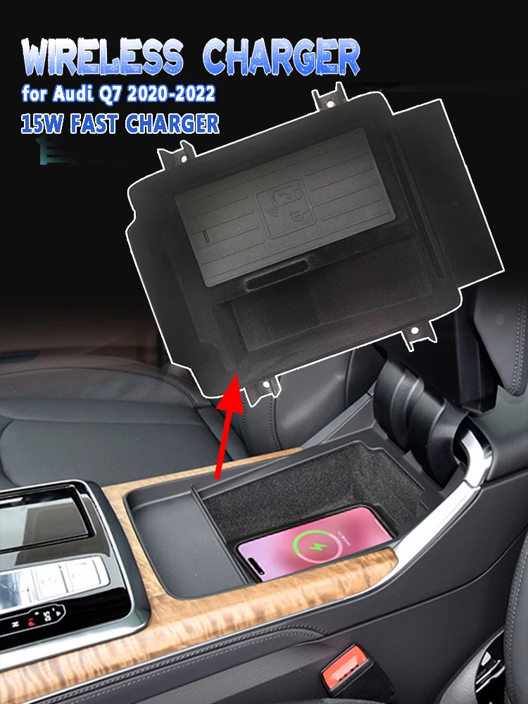 

15W QI Wireless Charger For Audi Q7 2020-2022 Induction Smartphone Car Wireless Charging Pad Holder Vehicle Intelligent System