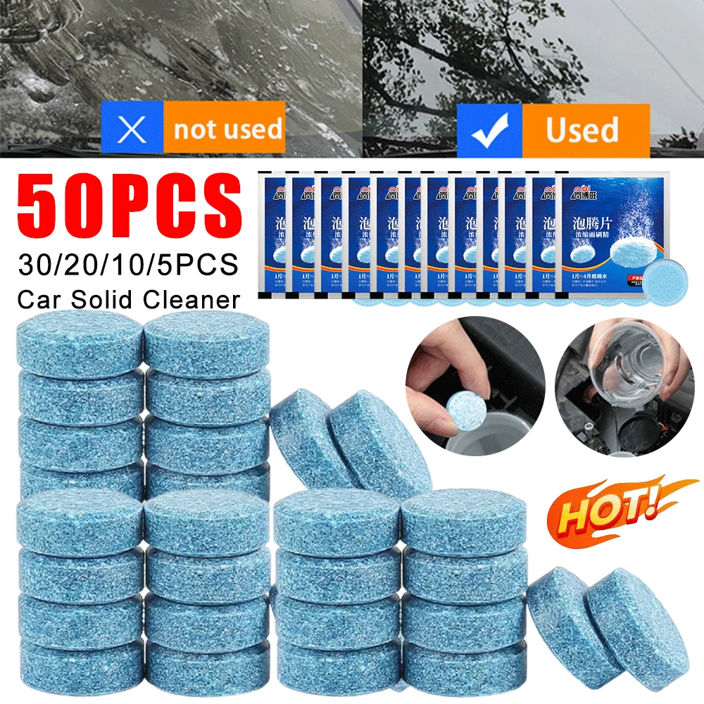 Nettoyant solide pour pare-brise de voiture, tablettes effervescentes, essuie-glace à poussière pour vitres, outil de livres, détergent, 1 à 50 pièces