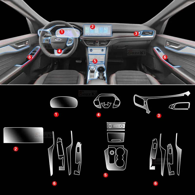 

For Ford Escape 2023 TPU Transparent Protection Film Interior Sticker Center Console Navigation Gear Window Door Car Accessories