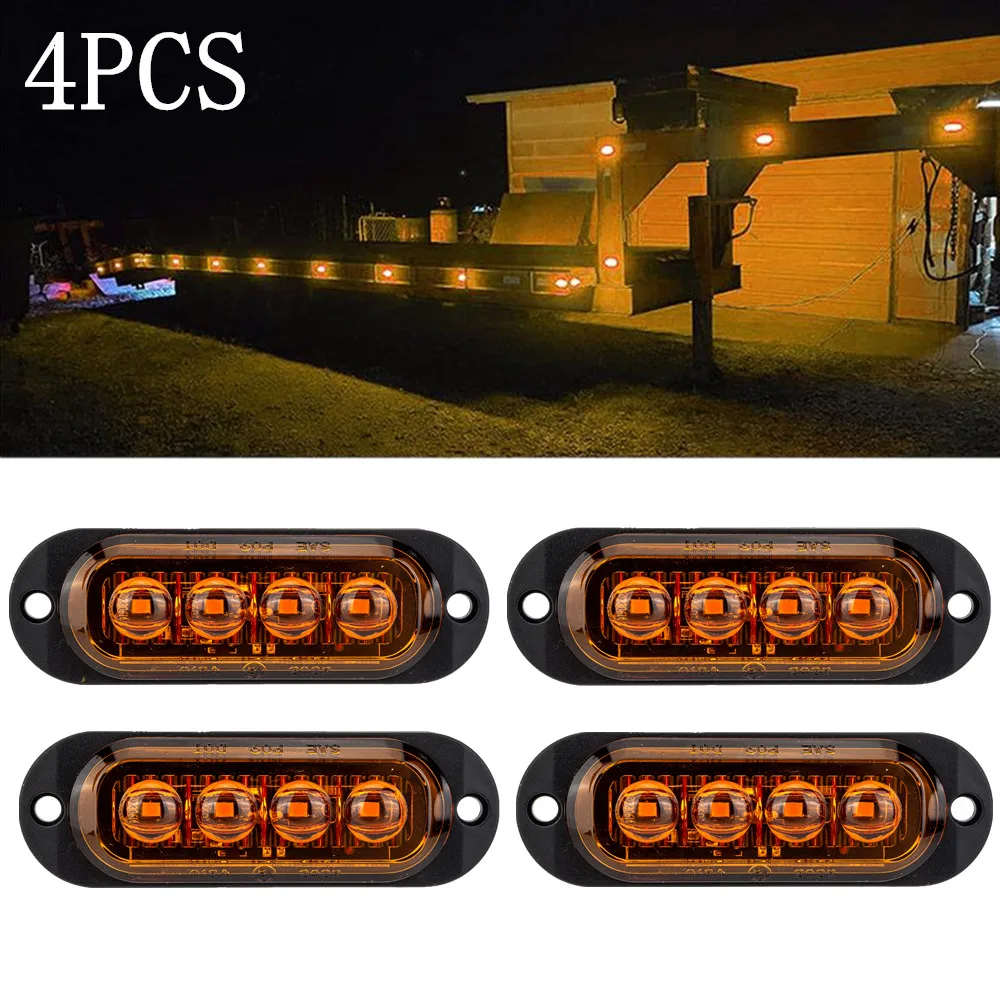 4PCS Truck lighting LED Trailers lights Lens Side Lamps Marker lights Taillights LED 12V/24V Trailer Accessories Warning Lamp