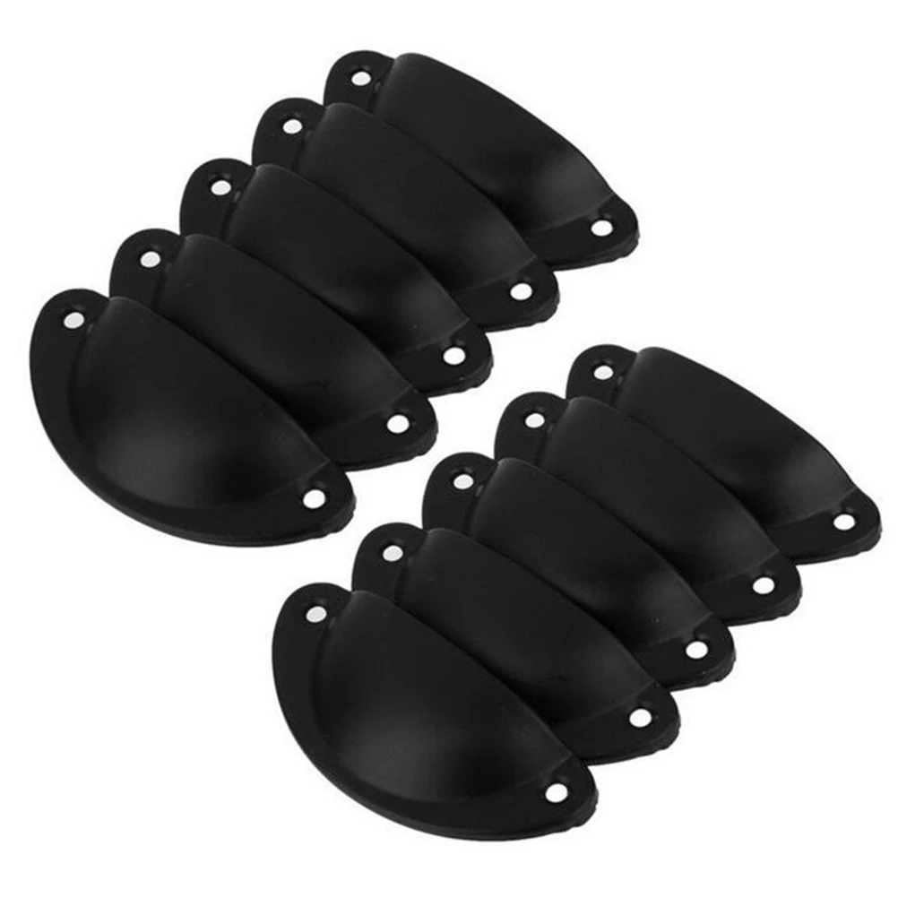 

10 Pcs Decorative Drawer Pulls Vintage Shell Handle Black Dresser Semicircle Door Knob
