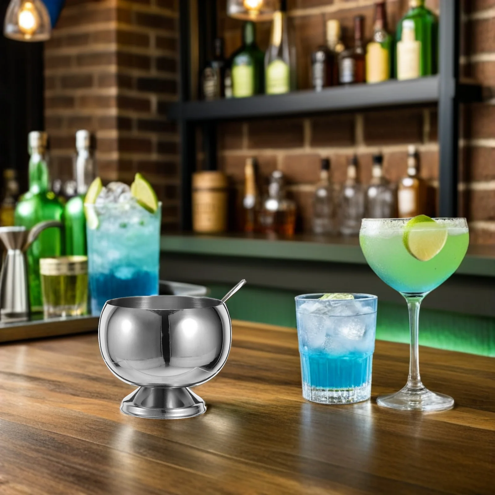 

1Set Stainless Steel Ice Cream Bowls 9.5oz High Footed Metal Dessert Cups for Yogurt Pudding Salads Party Ice Cream Goblet