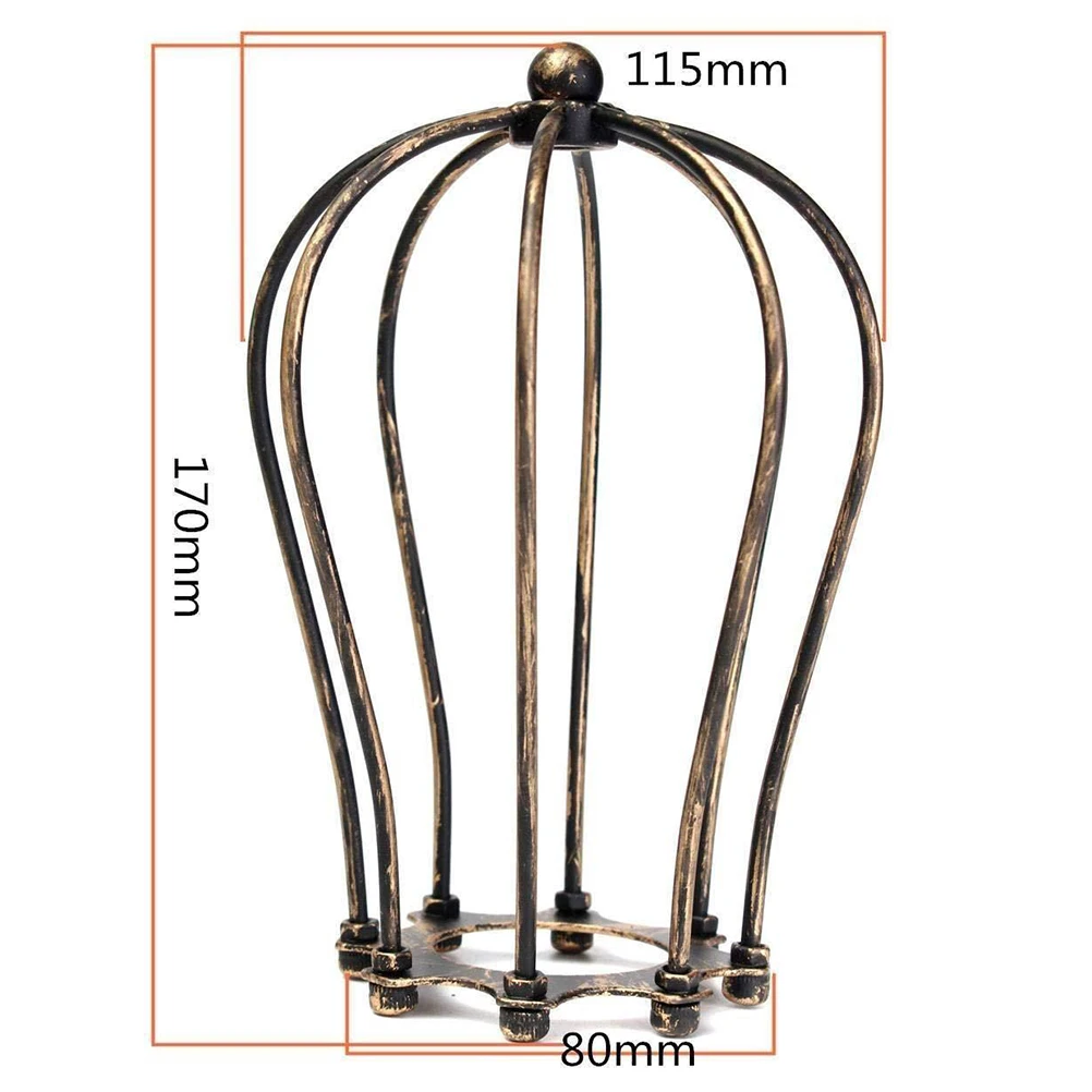 

Wrought Iron Lampshade Tan Cover Chandelier American Style Cage Guard Vintage Decorative Durable Safe Material
