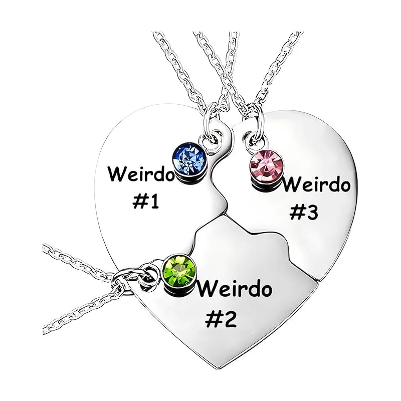 Friendship Necklace Matching Weirdo Heart Pendant Best Friend Necklace for Girls Women BFF Necklace Jewelry Gifts