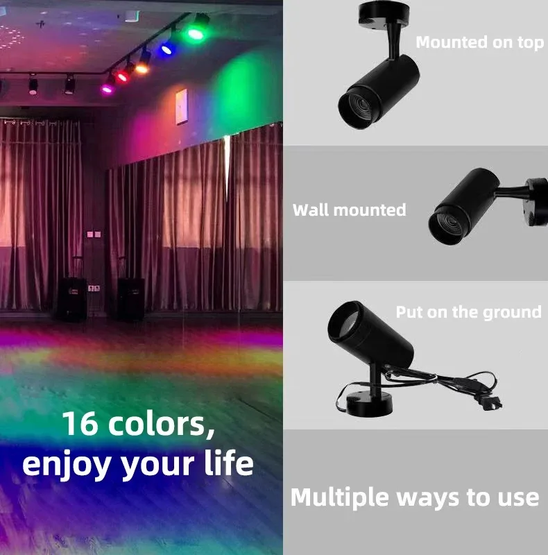 Stage LED Spotlight RGB Lamp Remote Control Adjustable Atmosphere Decoration Indoor Ceiling Light KTV Bar Disco Neon Lighting