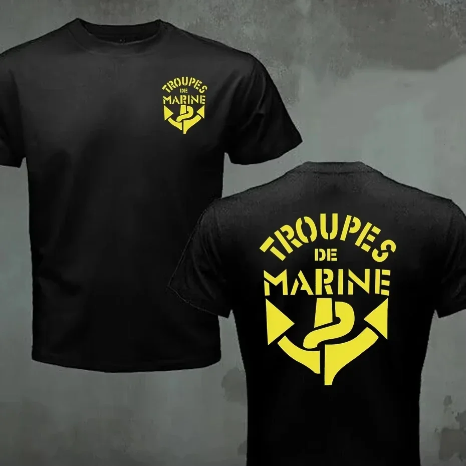 2026Classic Retro Vintage French Naval Force Printed T-Shirt for Men Marine Corp Military Tactical Casual Style Spring/SummerTee