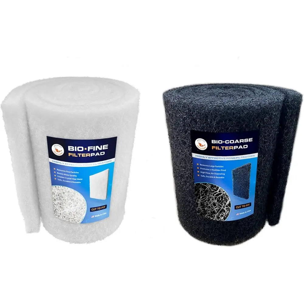 Bubble Koi Pond Filter Media Pad Kit - Rigid Coarse and Durable - 2 Bulk Rolls, 12x72x1 inches - Reusable Water Garden Prefilter