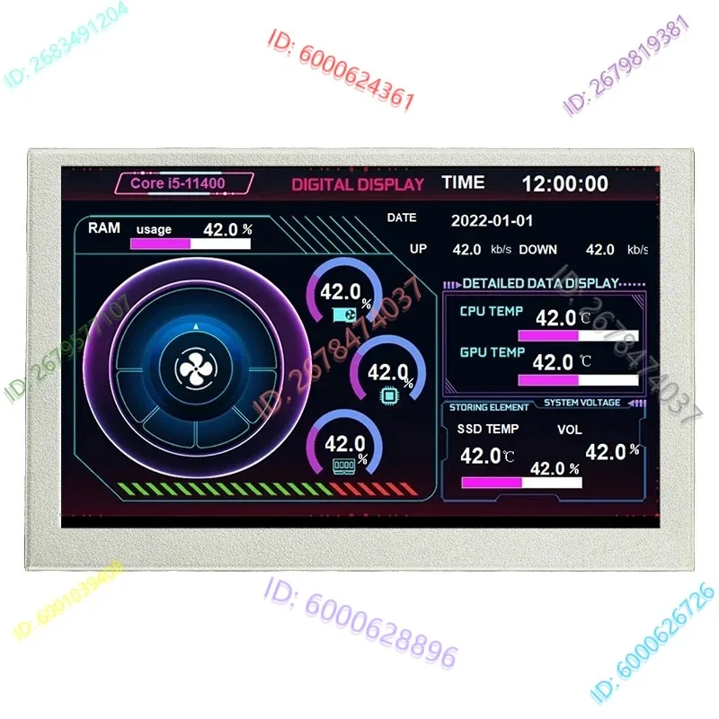 5-inch USB-C secondary screen chassis IPS computer chassis secondary screen graphics card temperature monitoring status