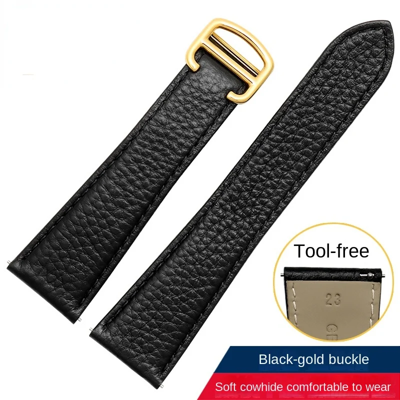 Echtleder-Uhrenarmband für Cartier Tank London Solo Lychee strukturiertes Rindsleder-Uhrenarmband Herren Damen Band 17 20 22 23 24 25 mm