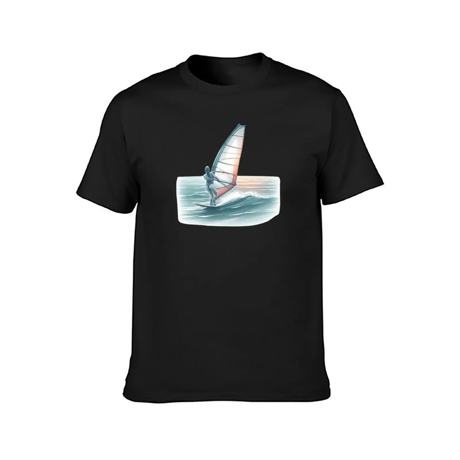 Sail into Serenity: Windsurfing at Dawn T-Shirt tops vintage clothes heavyweight t shirts for men