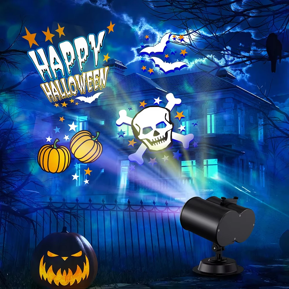 Halloween Christmas Projector Lights Outdoor, 2-in-1 Moving Pattern Landscape Lights,HD Effects Projection Light for Xmas Decor 3