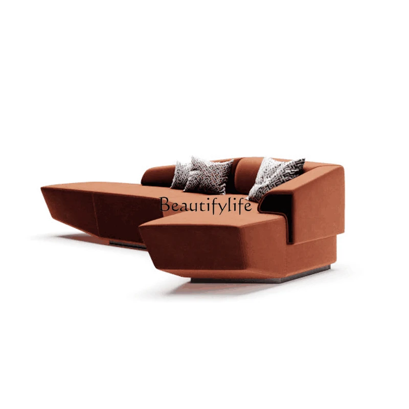 Italian Minimalist Flannel Soft Bag Sofa Large Apartment Living Room Personality Multi-Person Sofa