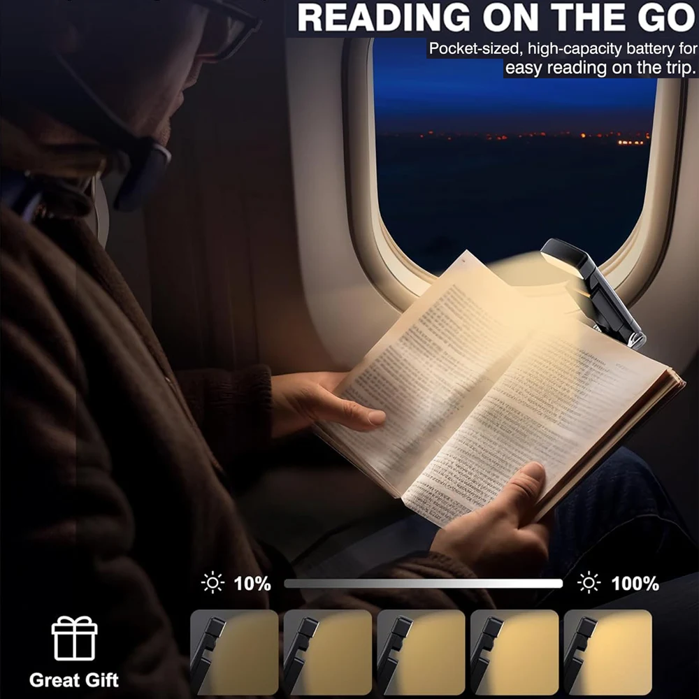 USB Rechargeable Book Light for Reading in Bed Portable Clip-on LED Reading Light 3 Amber Colors & 3 Brightness Dimmable for Kid