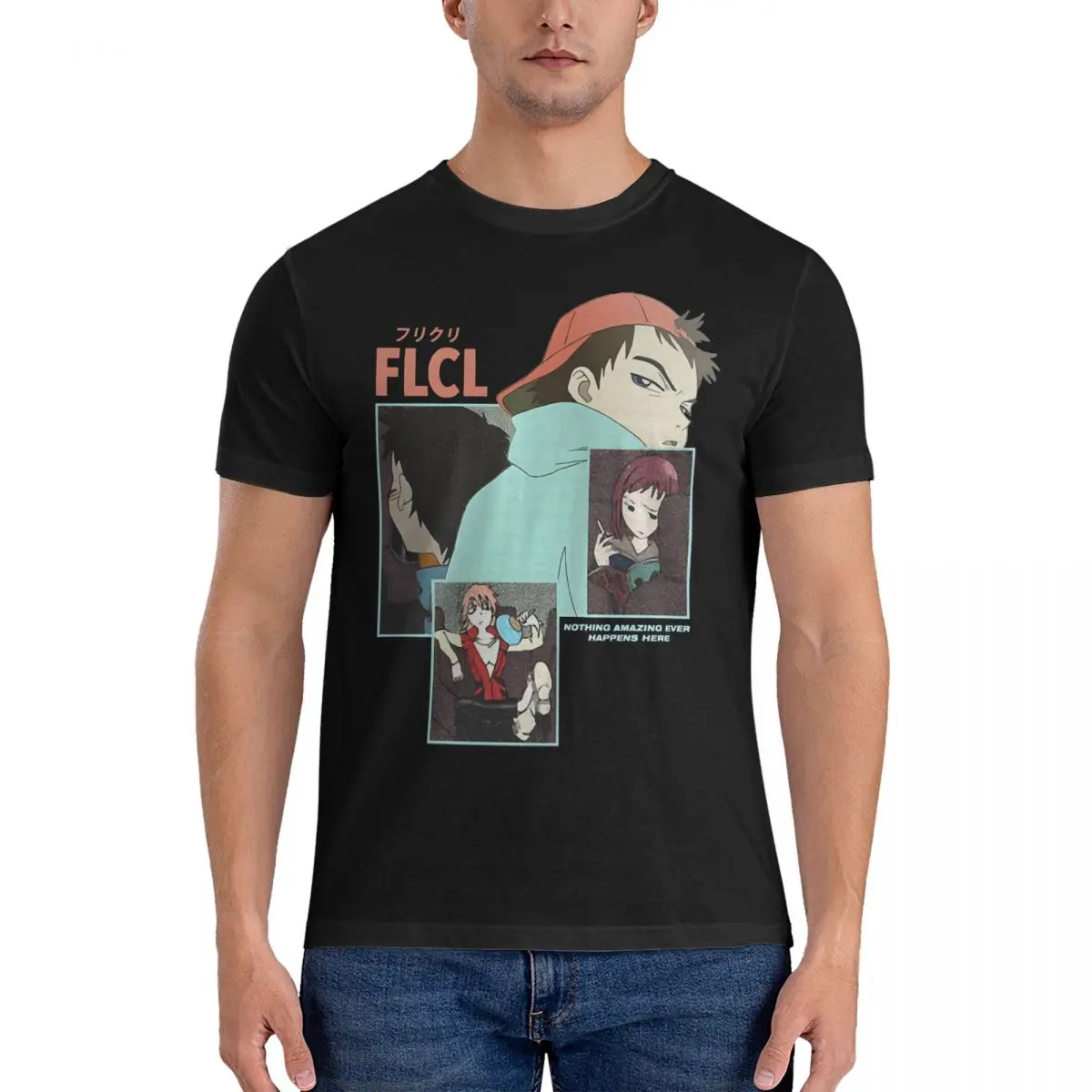 ''DEAD END'' V1 Men T Shirt FLCL Vintage Tee Shirt Short Sleeve Crew Neck T-Shirts 100% Cotton Graphic Printed Tops