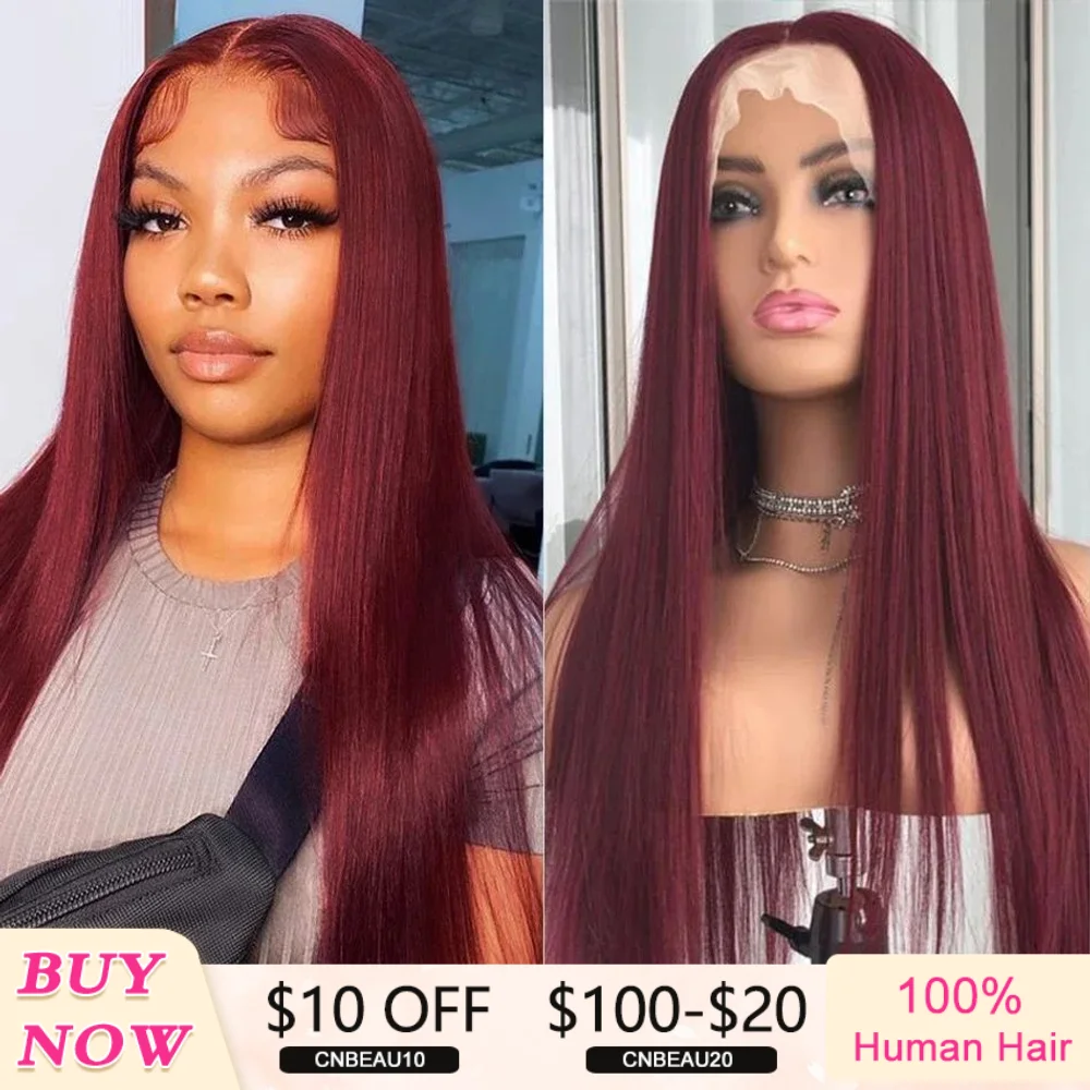 13x6 Hd Lace Frontal Wigs Straight Human Hair Wig 99J Burgundy Frontal Wig 30 Inch Colored Lace Front Closure Wig Human Hair