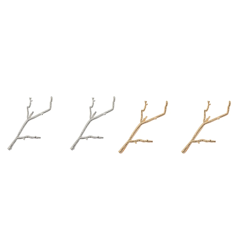 

4 pcs Vintage Alloy Hairpin Barrettes for Girls Women Retro Branch Hair Clips Durable Anti-Rust Elegant Party Wedding Festival