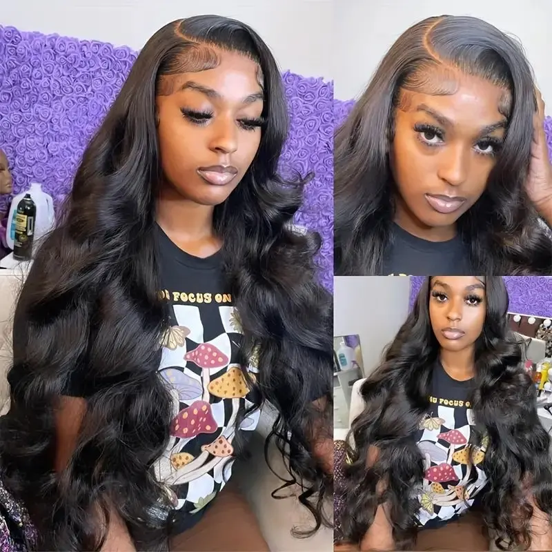 Rosabeauty HD Body Wave Nature Color 13X6 Transparent Lace Frontal Wig 13X4 Front Human Hair Glueless Wig 250% Density