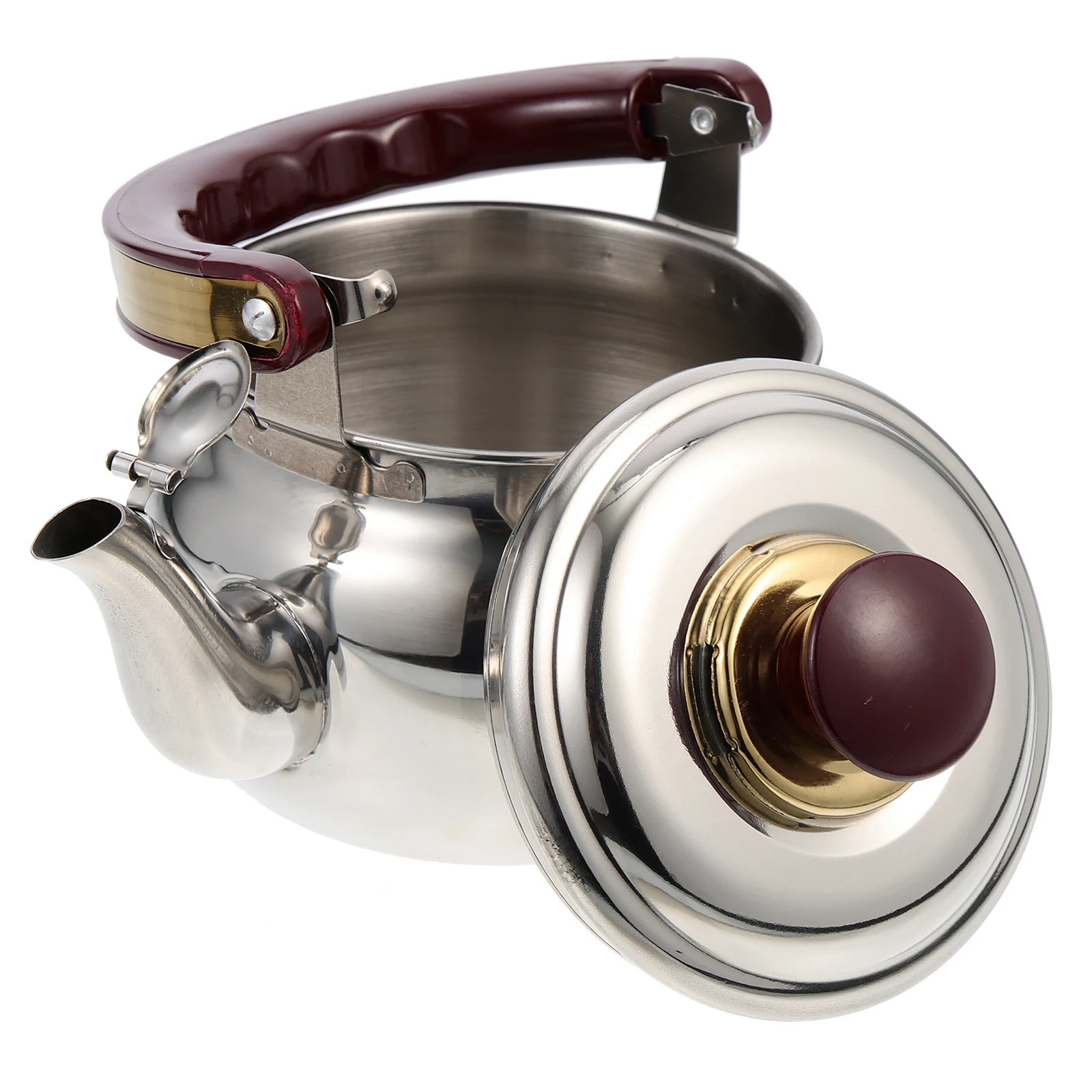 غلاية شاي كبيرة السعة من الفولاذ المقاوم للصدأ، وعاء لغلي الماء للمنزل والمكتب والمطبخ، تسخين سريع مع مقبض مريح