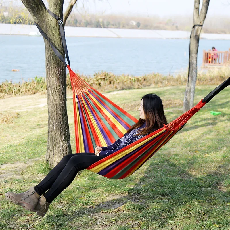 Hanging bed outdoor swing thickened canvas anti rollover single and double student dormitory indoor adult sleeping hanging chair