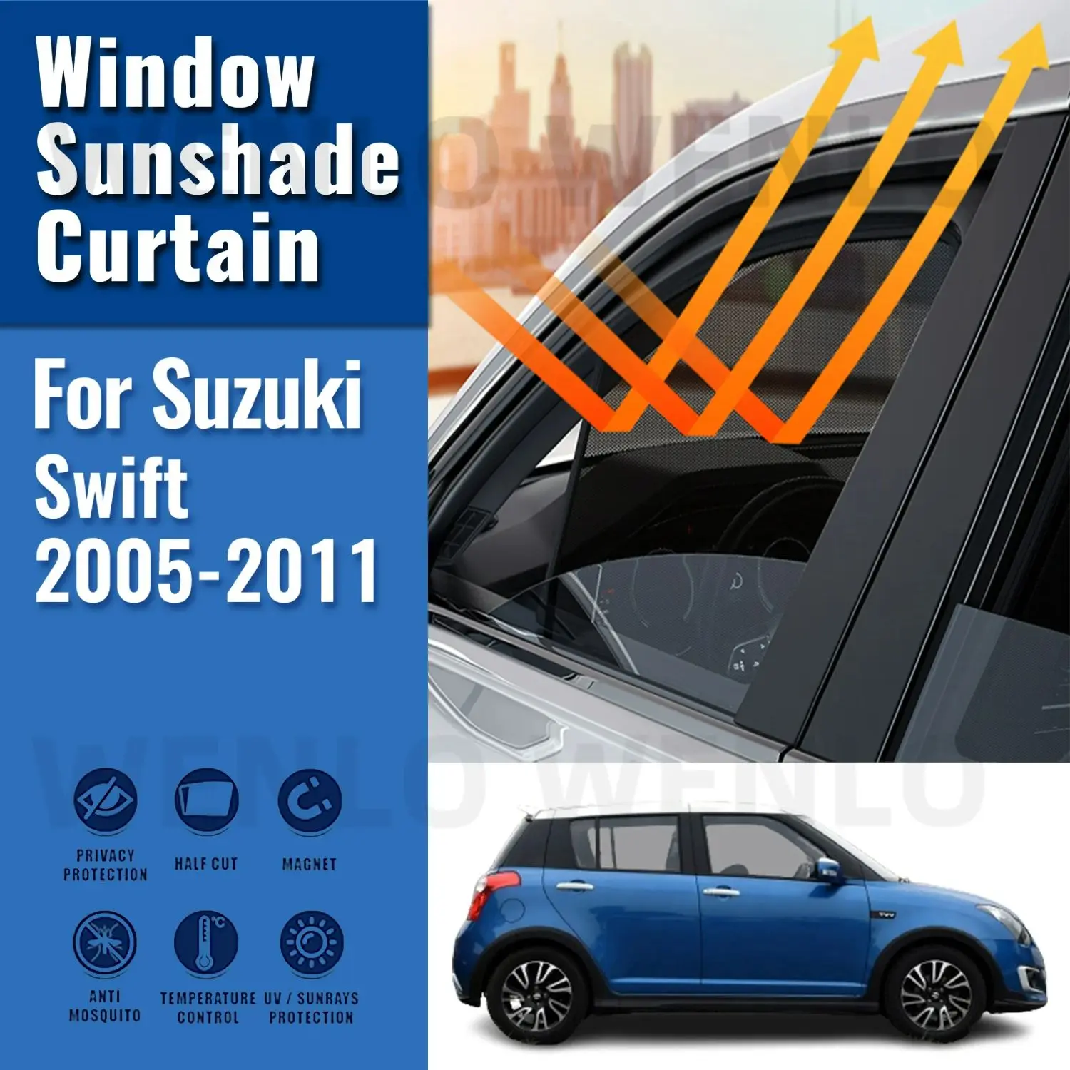 For Suzuki Swift 2005-2011 Car Side Window Sunshade Windshield Magnetic Sun Shade Solar Protection Parasol Children Curtains