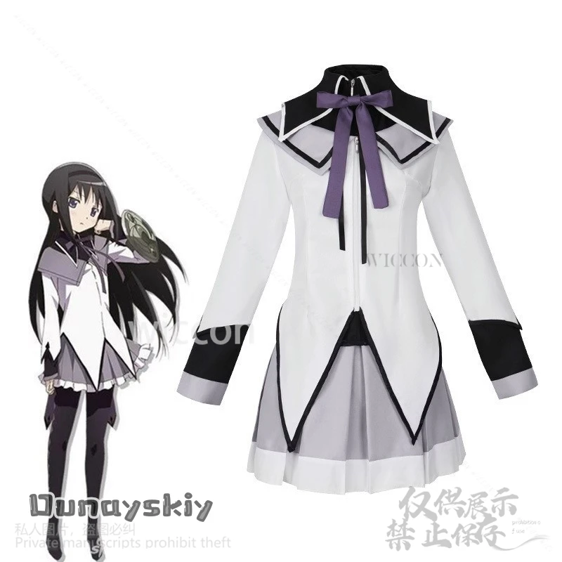 Anime puella magi madoka magica cosplay akemi homura traje lolita vestido peruca headwear para meninas halloween natal personalizado