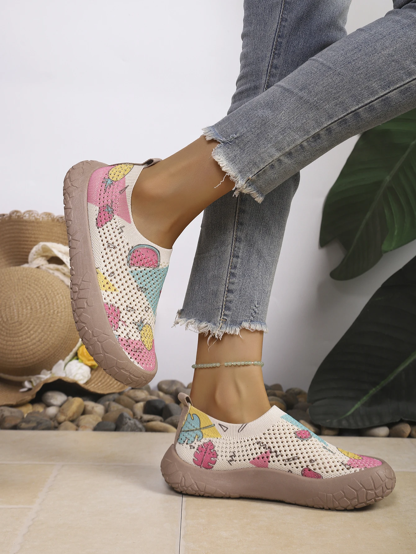 2026 Frühling Herbst Damen Slip-On Sneaker mit Sonnenblumenmuster, Leichte Atmungsaktive Rutschfeste Mesh-Herbst-Wanderschuhe, Park-Light-Wanderschuhe – Detail 2